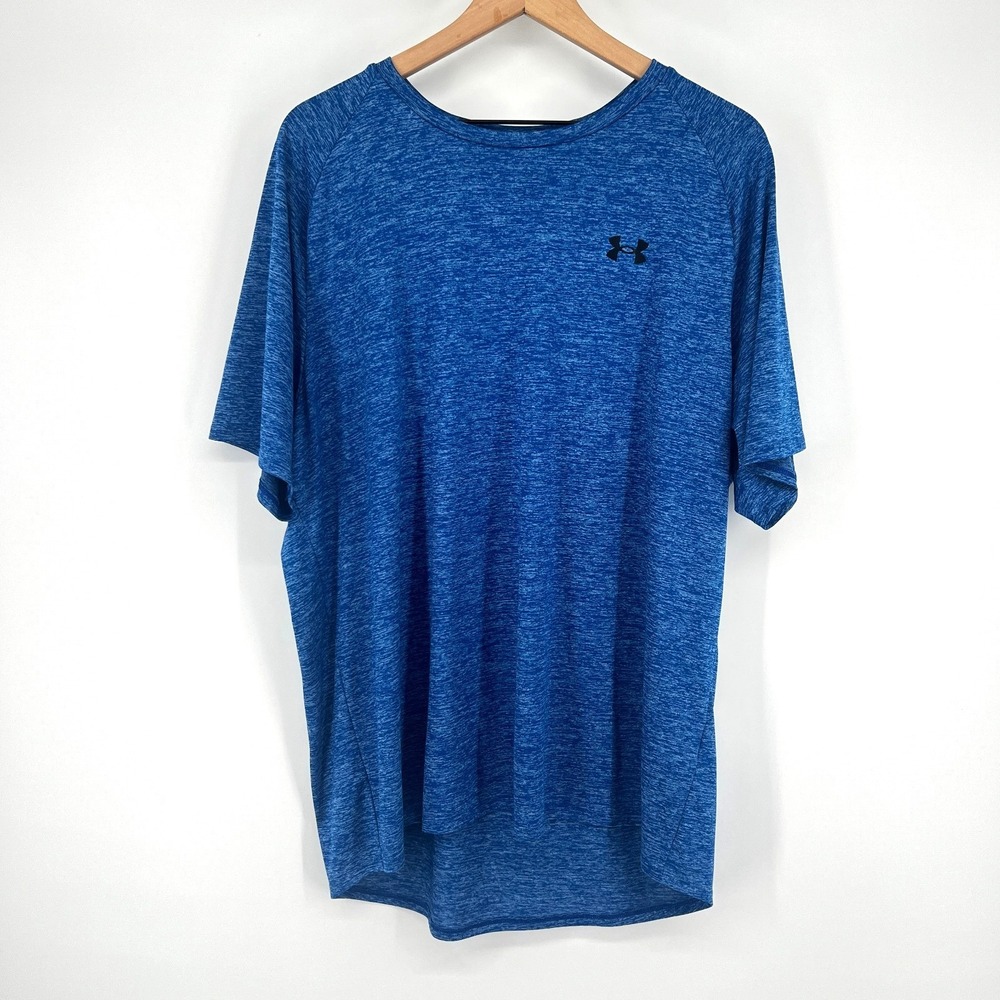 Under Armour Mens Tech Tee Blue Short Sleeve Athletic Shirt 2XL Loose